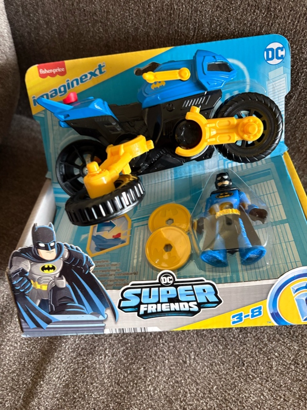 Imaginext DC Super Friends Blue & Yellow Batman Motorcycle Playset Fisherprice